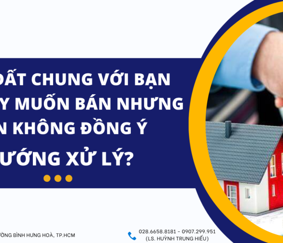 MUA ĐẤT CHUNG VỚI BẠN, SAU NÀY MUỐN BÁN NHƯNG BẠN KHÔNG ĐỒNG Ý, XỬ LÝ THẾ NÀO? 