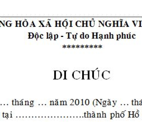 MẪU DI CHÚC