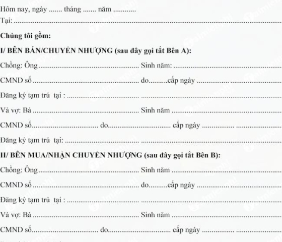 MẪU HỢP ĐỒNG CHUYỂN NHƯỢNG QUYỀN SỬ DỤNG ĐẤT (có tài sản)